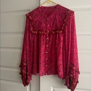 Free People Pink Floral Blouse